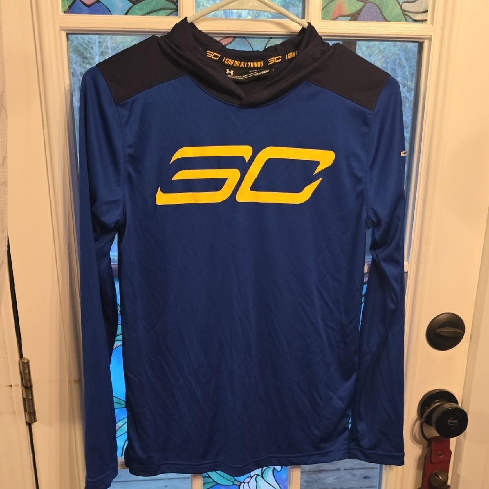 Under Armour Men's Blue and Yellow Rash Guard